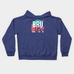 Brussels (BRU) Airport Code Baggage Tag E Kids Hoodie